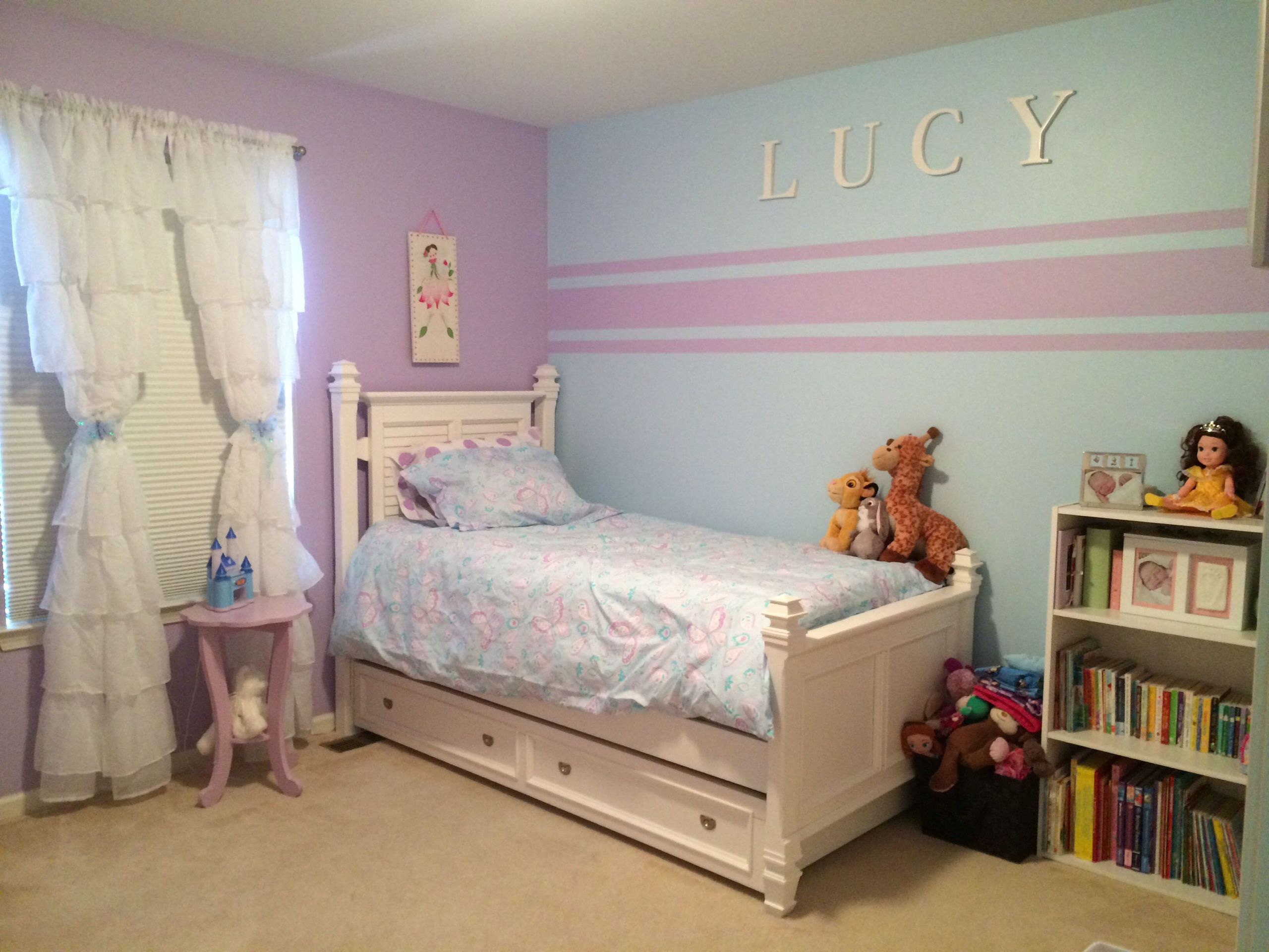 Girls Bedroom Paint Ideas
 Accent wall stripes for little girl room Kristin duvet