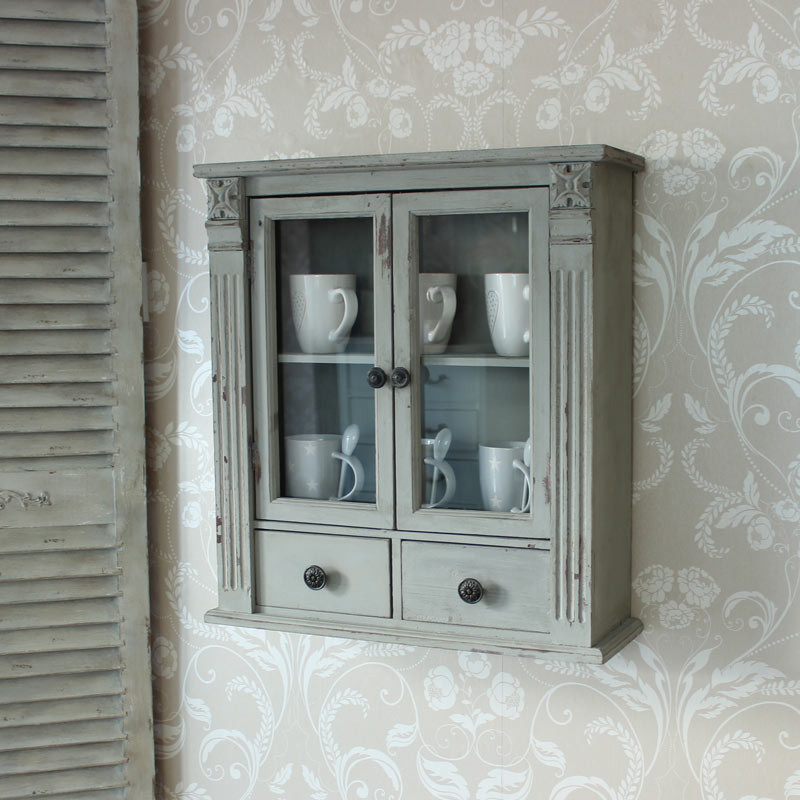 Gray Bathroom Wall Cabinet
 Grey Door Cupboard with Drawers Melody Maison