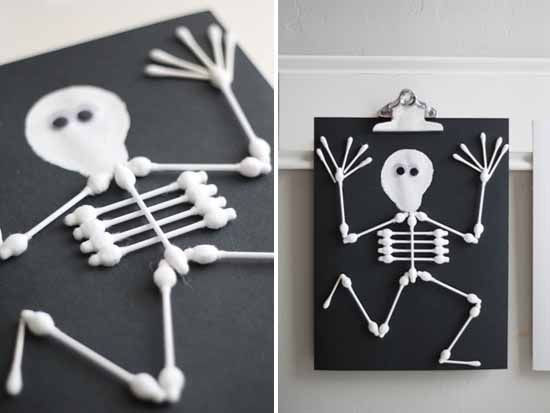 Halloween Art And Craft For Toddlers
 Q Tip Skeleton Craft