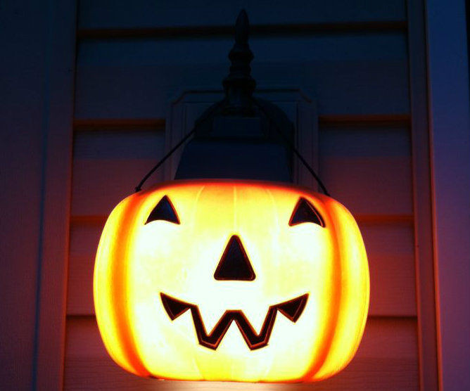 Halloween Porch Light Covers
 Pumpkin porch light covers