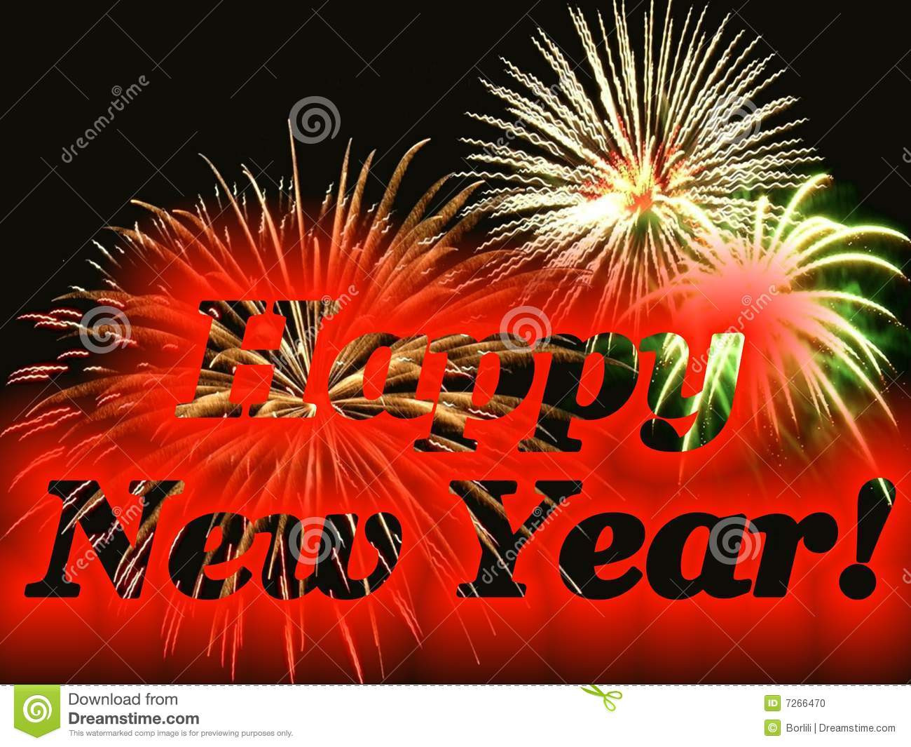 Happy New Year Gift
 Happy New Year Gift Card With Fireworks Stock