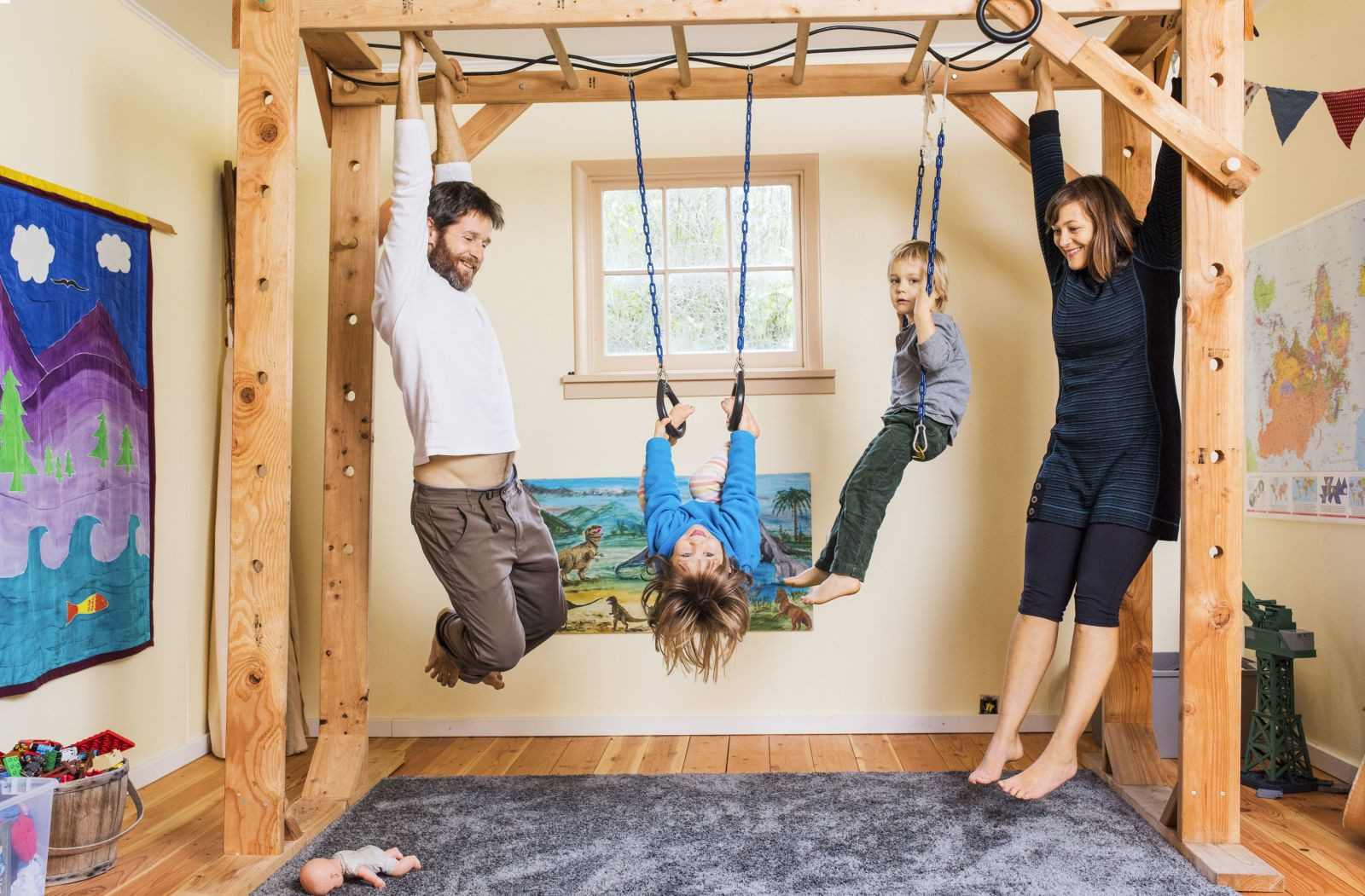 Indoor Gym Kids
 This Family Traded Mattresses for Monkey Bars