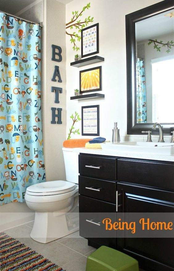 Kids Bathroom Set
 Being Home Boy Bathroom Makeover ABC and nature theme