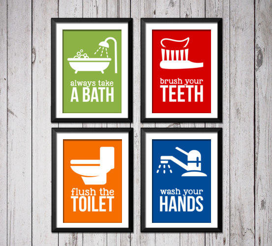 Kids Bathroom Signs
 Kids Bathroom Art Prints Bathroom rules from