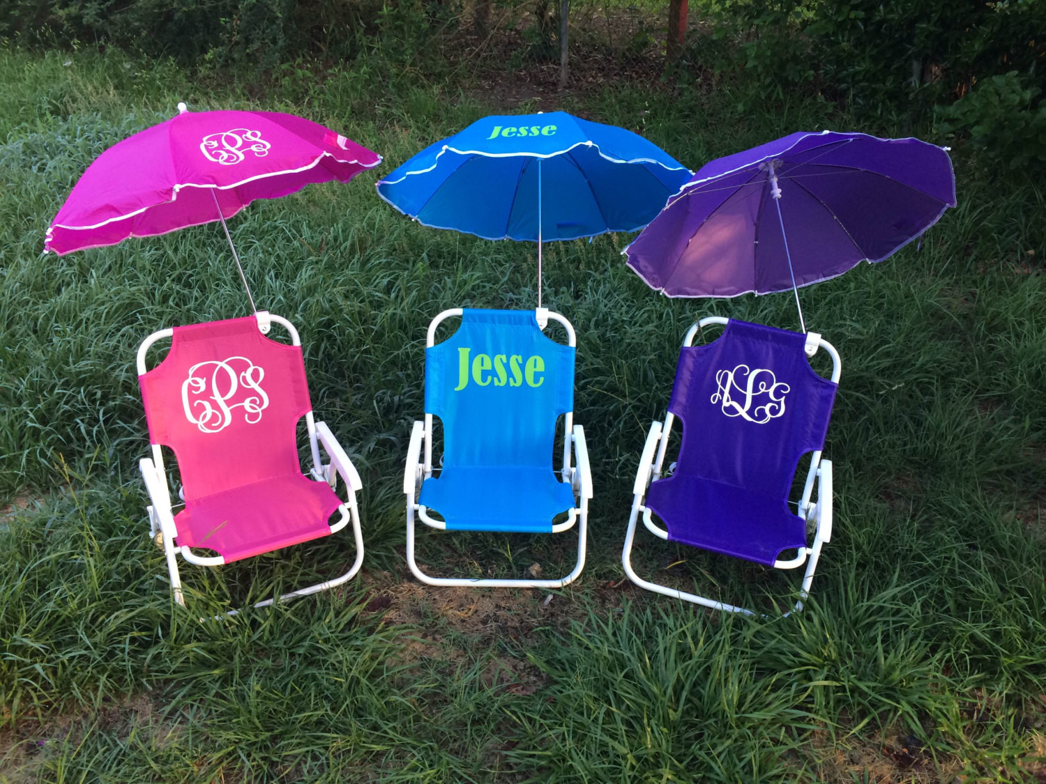 Kids Beach Chair
 Monogrammed Kids beach chair with umbrella by