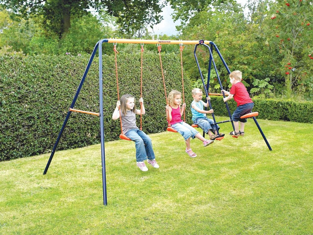 Kids Garden Swing
 Childrens Kids Robust Metal Outdoor Garden Double Swing
