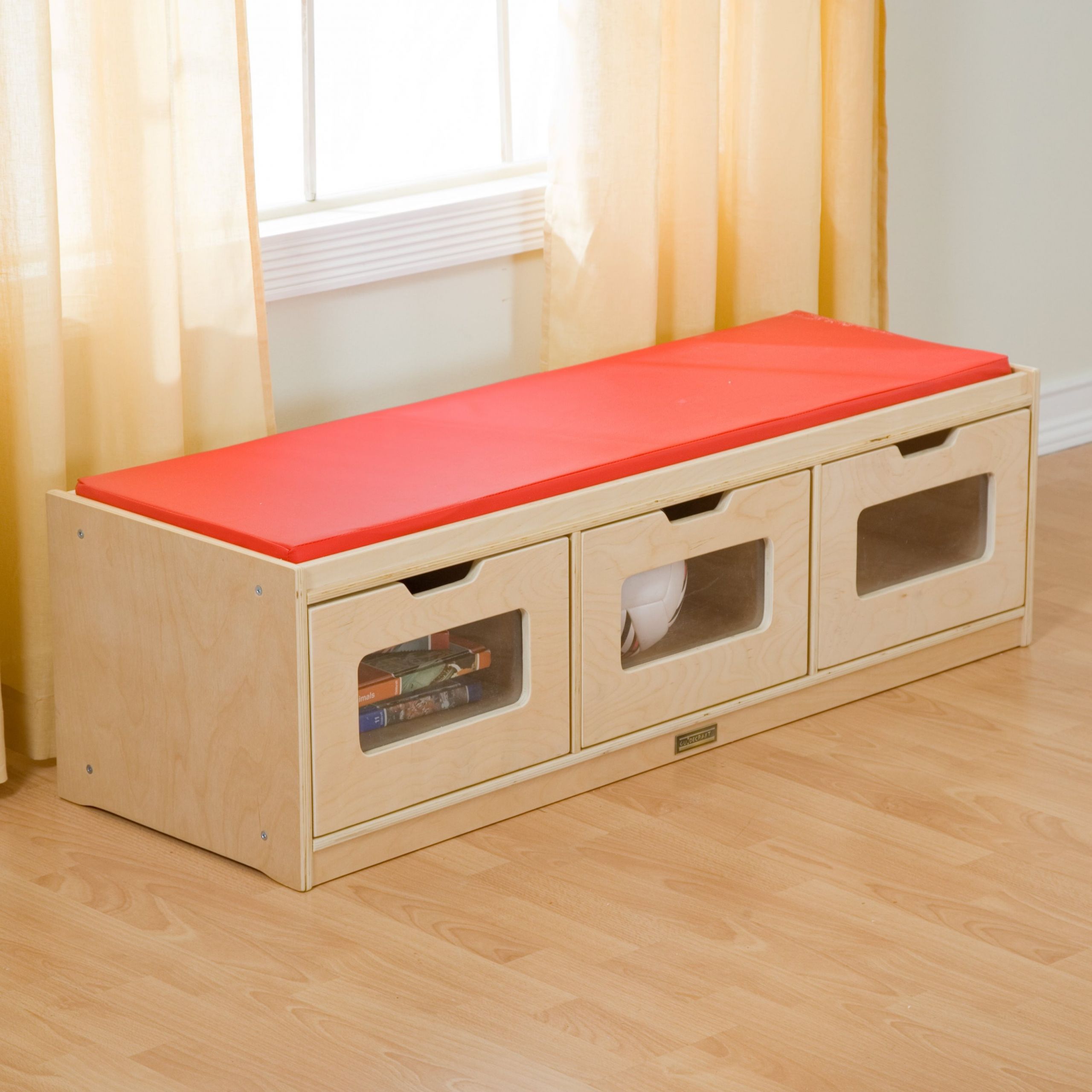 Kids Storage Bench With Cushion
 Long Bench With Storage