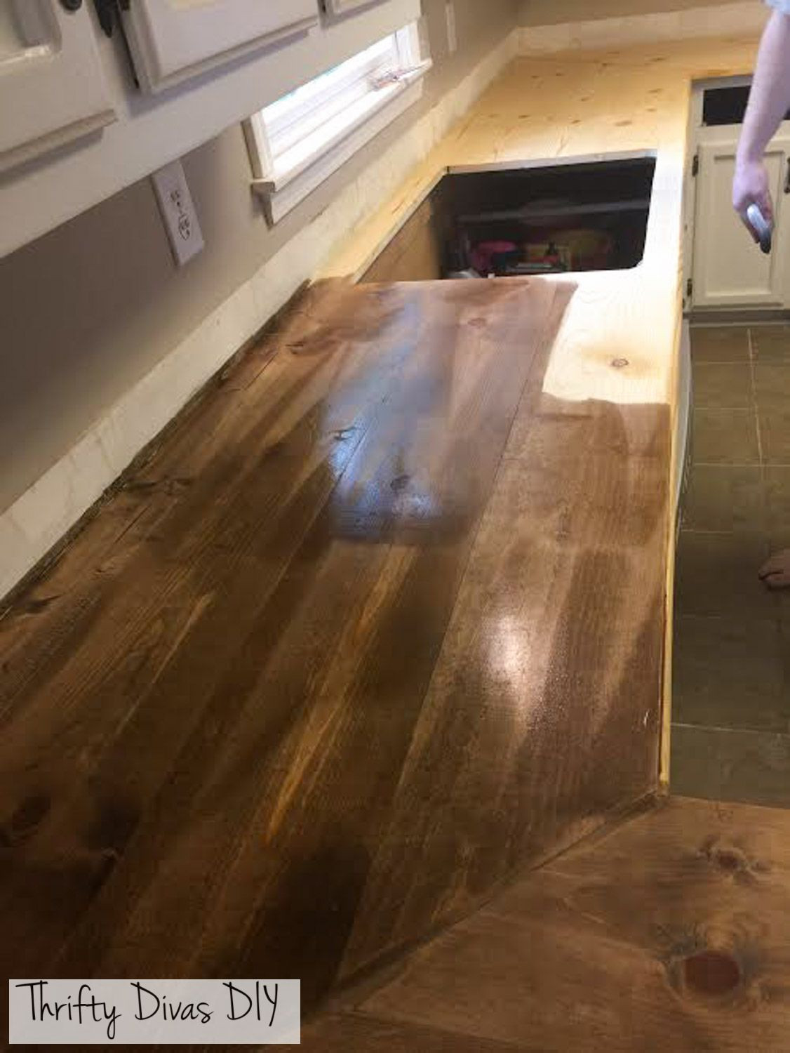 Kitchen Counters Diy
 Thrifty Divas DIY Wide Plank Butcher Block Countertops in