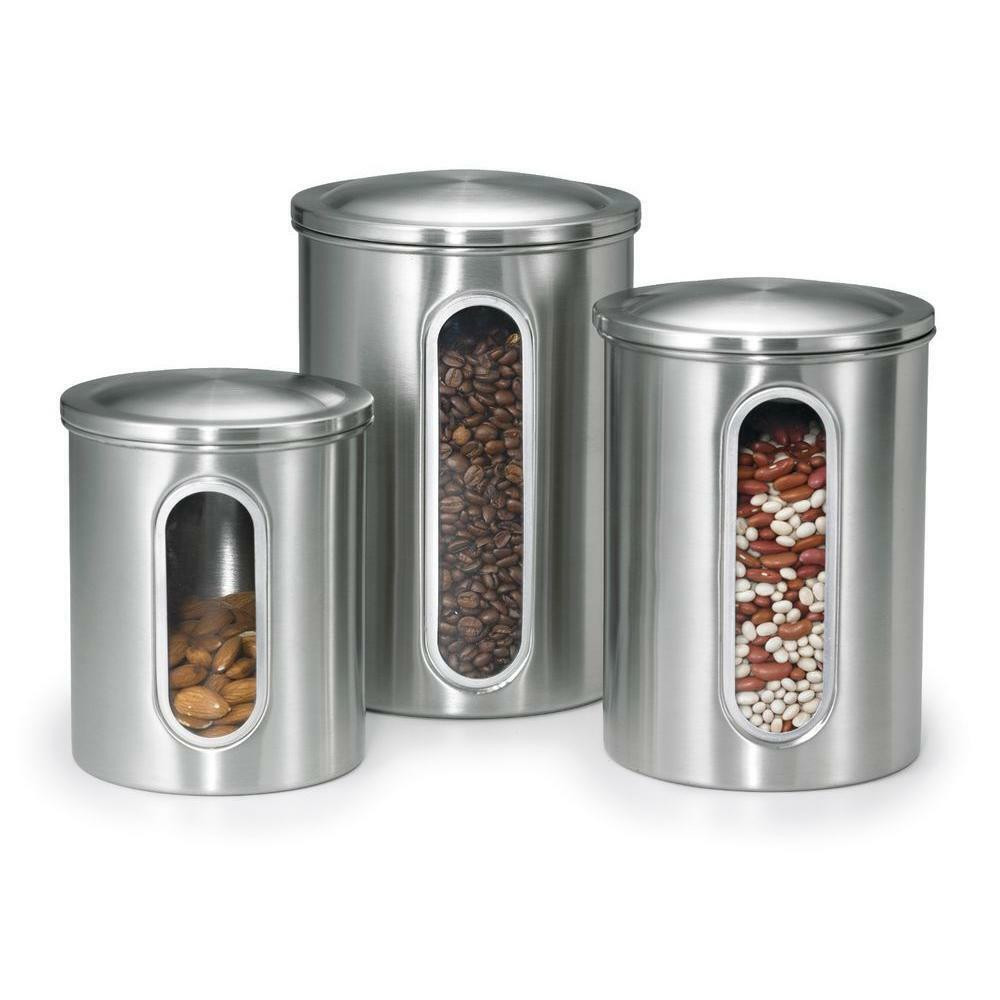Kitchen Storage Canisters
 Stainless Steel Kitchen Canister Set Flour Sugar Dry Food