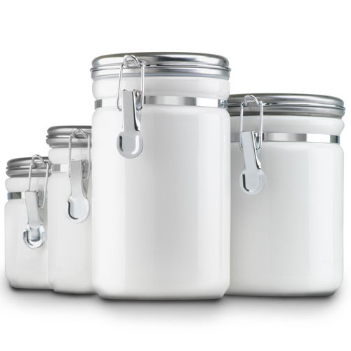 Kitchen Storage Canisters
 Ceramic Kitchen Canisters White Set of 4 in Kitchen