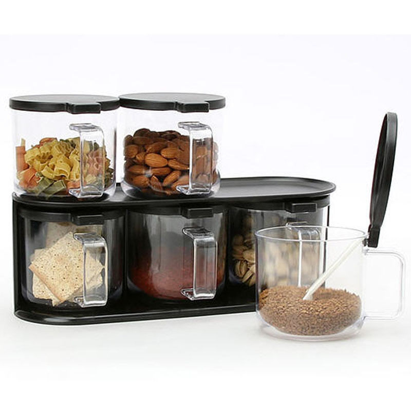 Kitchen Storage Canisters
 6 Set Handle Jar Food Spice Canisters Kitchen Storage