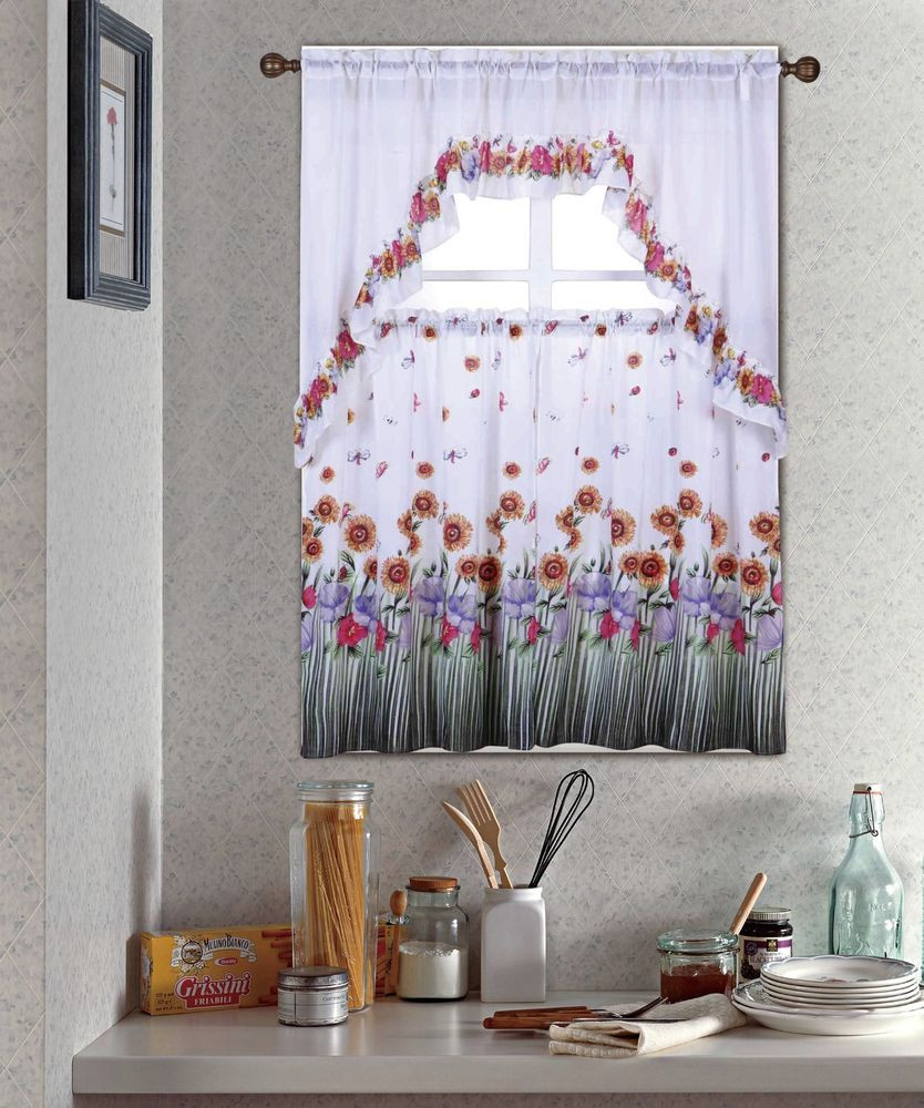 Kitchen Swags Curtains New Blossom Plete Tier Amp Swag Set Kitchen Curtain Set Of Kitchen Swags Curtains 