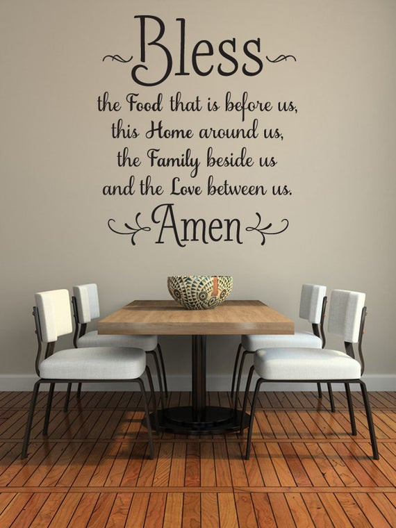 Kitchen Words Wall Art
 Items similar to Bless the Food Before Us Wall Decal
