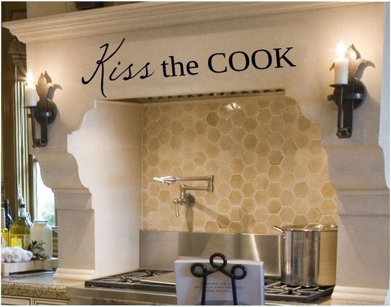 Kitchen Words Wall Art
 Kiss the cook Vinyl Lettering words kitchen wall quotes
