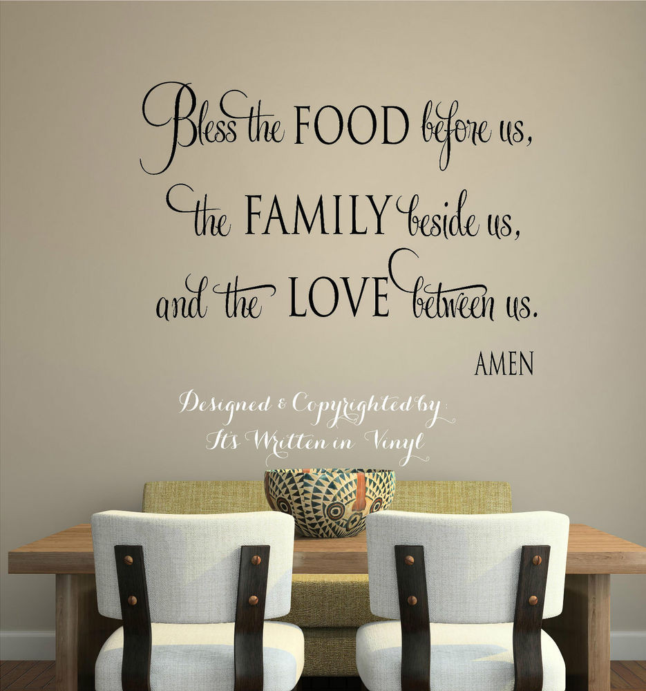 Kitchen Words Wall Art
 Bless the food Vinyl lettering wall decal words home
