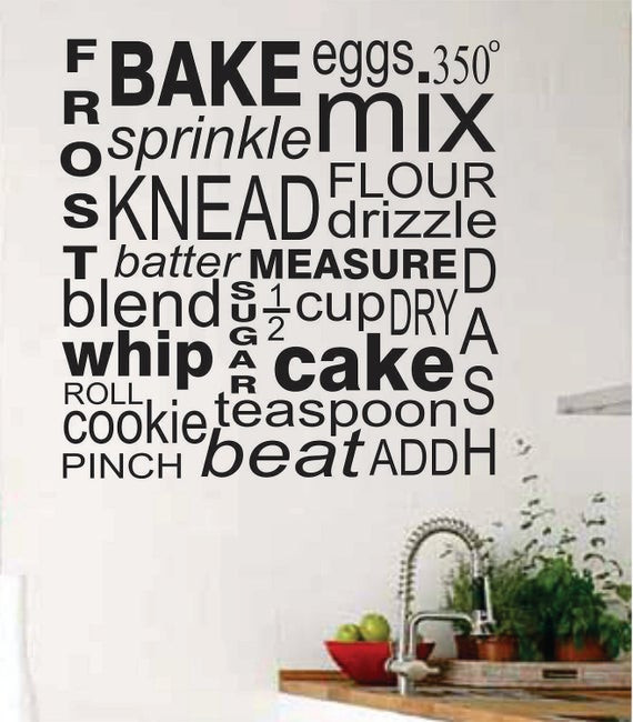 Kitchen Words Wall Art
 Vinyl Wall Lettering Kitchen Baker Subway Art by WallsThatTalk