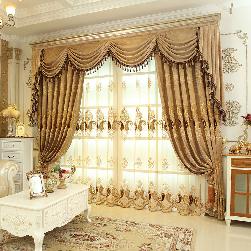 Living Room Curtains With Valance
 62" Luxury velvet Waterfall and Swag Valance curtains with
