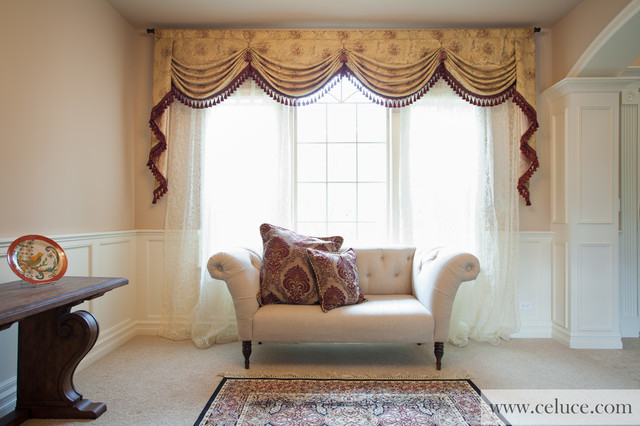 Living Room Curtains With Valance
 Versailles Rose Premium Designer Swag Valances