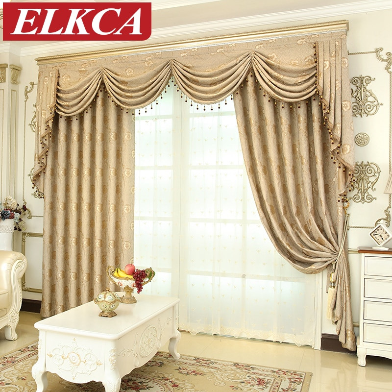 Living Room Curtains With Valance
 European Luxury Window Curtains for Living Room Bedroom