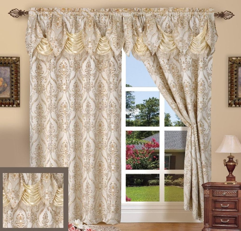 Living Room Curtains With Valance
 SET OF 2 PENELOPIE CURTAIN PANELS WITH ATTACHED AUSTRIAN
