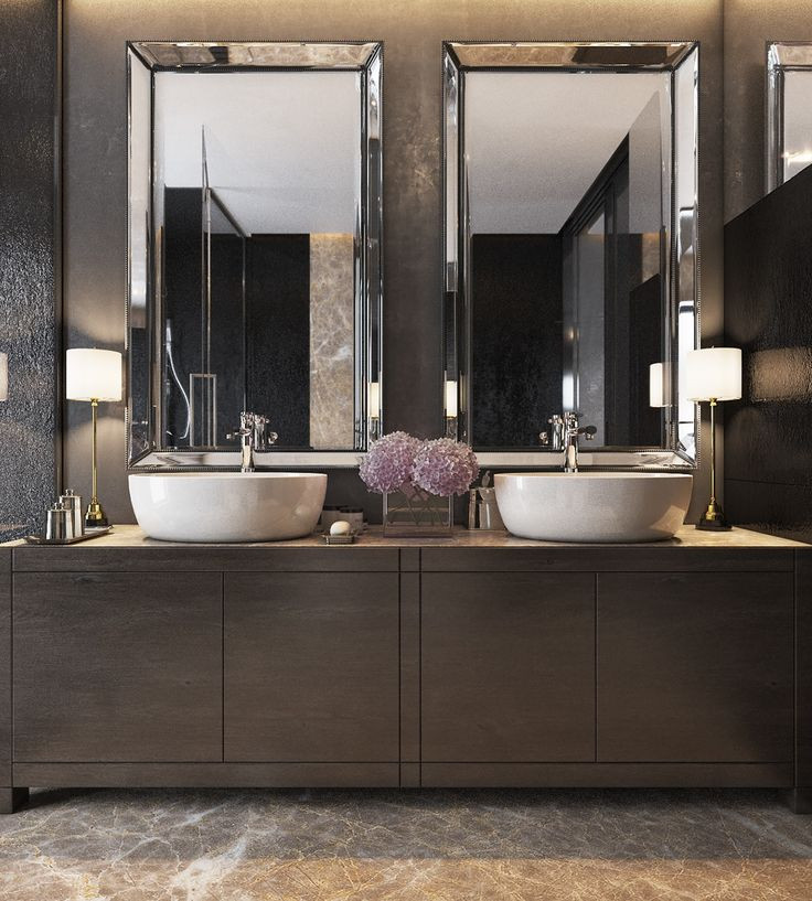 Luxury Bathroom Mirrors
 Three Luxurious Apartments With Dark Modern Interiors