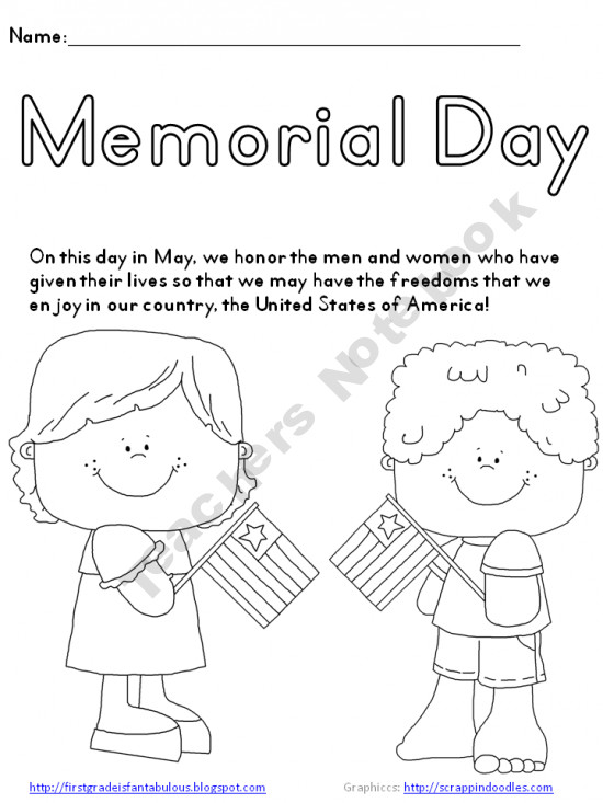 Memorial Day Activities For Kindergarten
 Memorial Day Coloring Page FREEBIE 