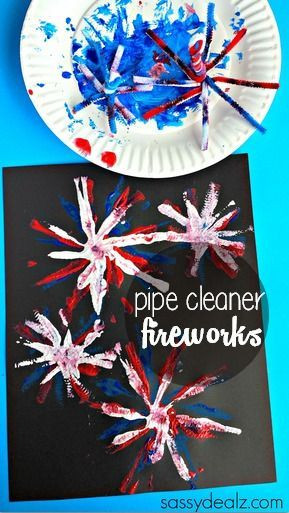 Memorial Day Art And Craft
 Pipe Cleaner Fireworks Craft for Kids Easy 4th of July