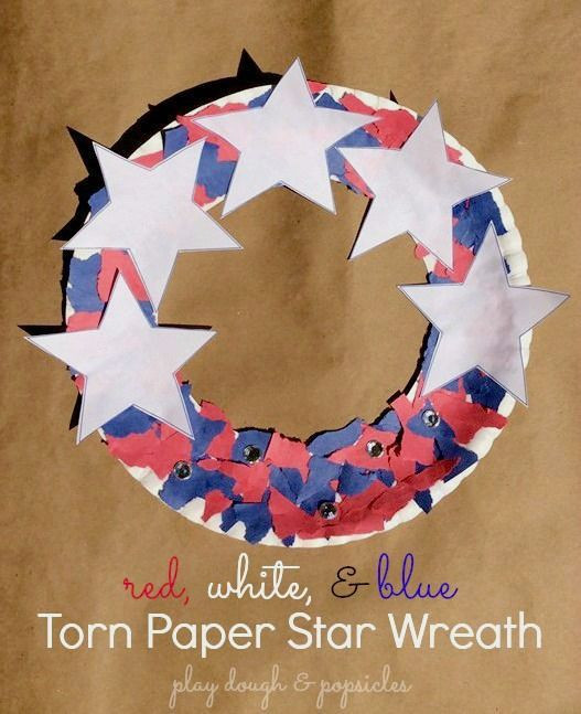 Memorial Day Art And Craft
 Ripped Paper Star Wreath