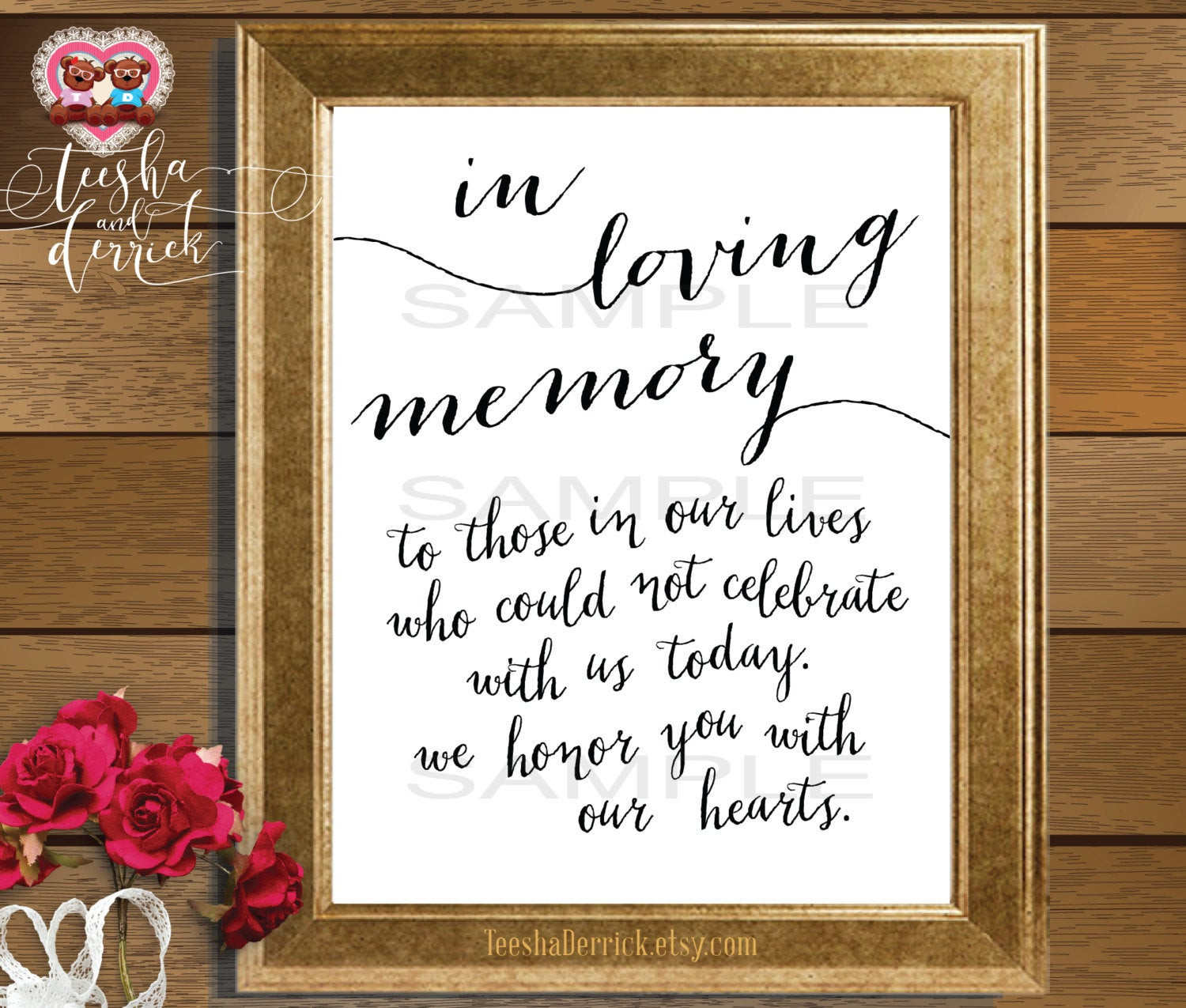 Memorial Day Quotes For Loved Ones
 Instant Printable In Loving Memory Wedding Memorial