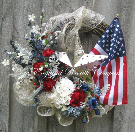 Memorial Day Tribute Ideas
 American Flag Tribute Wreath with Silver Star by