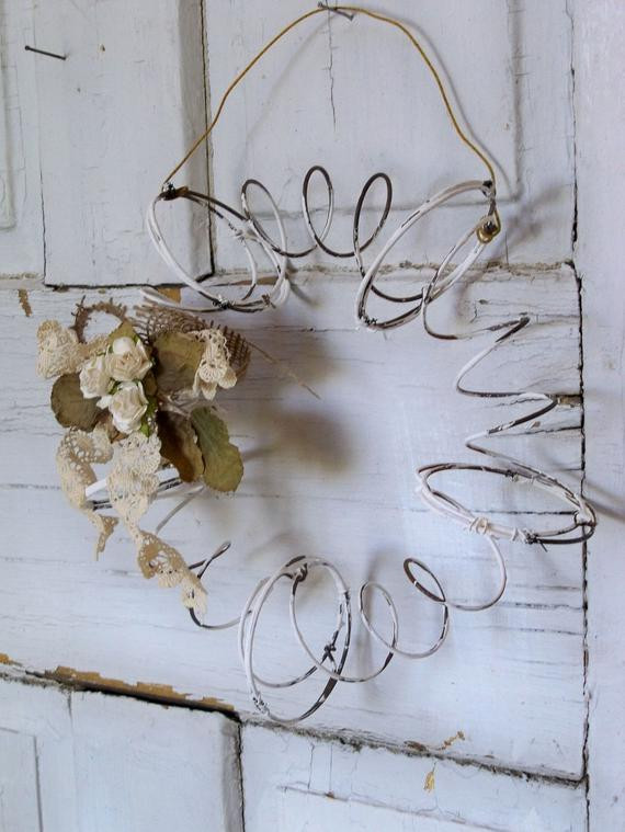 Metal Spring Ideas Rusty metal recycled wreath salvaged bed springs primitive