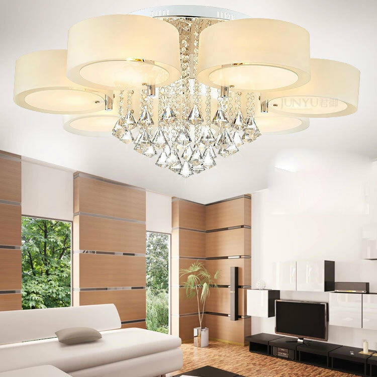 Modern Living Room Lighting Fixtures
 Modern 60 70 90cm Crystal LED chandeliers Ceiling lights