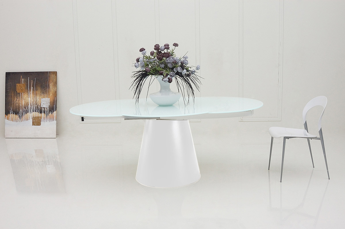 Modern White Kitchen Table
 Savor Modern Round Extendable White Dining Table