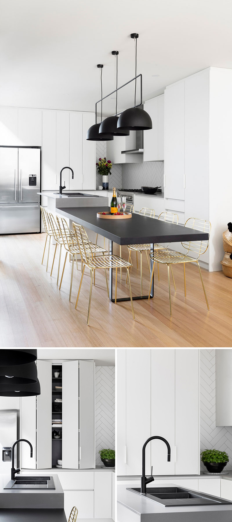 Modern White Kitchen Table
 This Modern Kitchen Update Received Touches Black And Gold