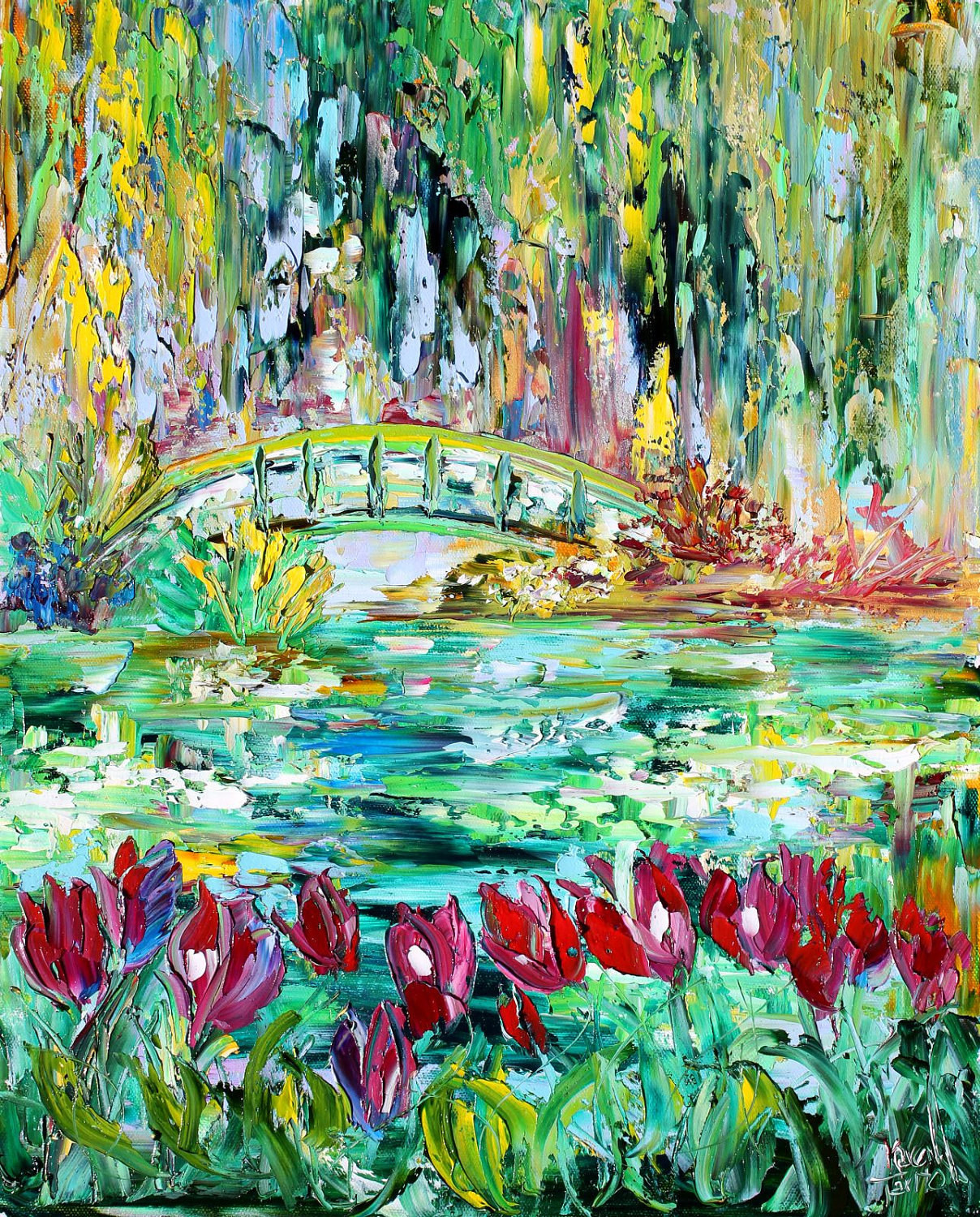 Monet Landscape Paintings
 Original oil painting MONET GARDEN LANDSCAPE by Karen Tarlton