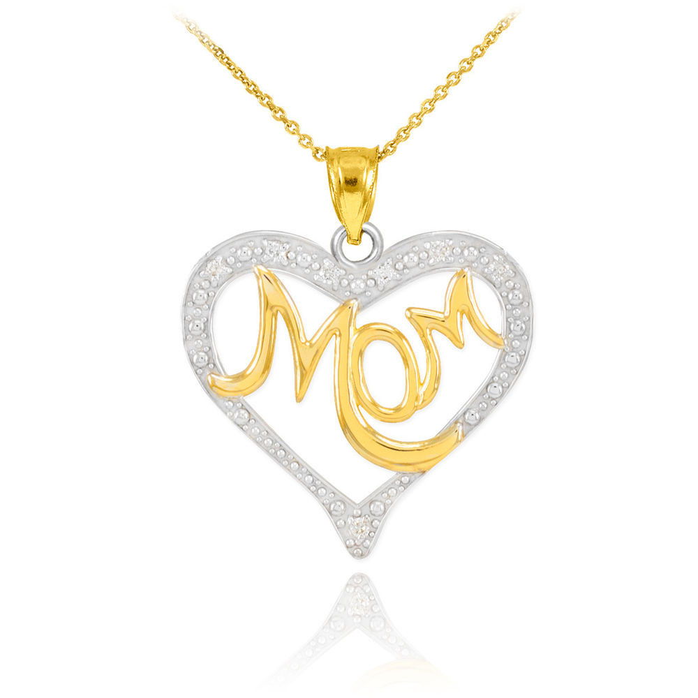 Mother's Day Church Gifts
 Mother s Day Gifts 14K Two Tone Gold Diamond Studded Mom