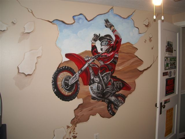 Motocross Bedroom Decor
 awesome i might have to my husband to do this in my