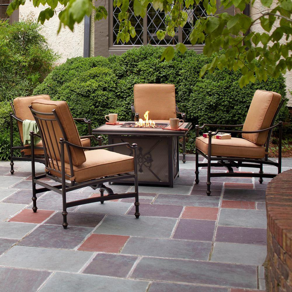 Outdoor Furniture With Fire Pits
 Hampton Bay Niles Park 5 Piece Gas Fire Pit Patio Seating