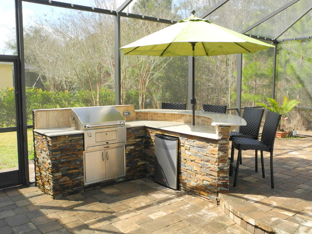 Outdoor Kitchen Charcoal Grill
 Outdoor Kitchen with curved bar and charcoal grill