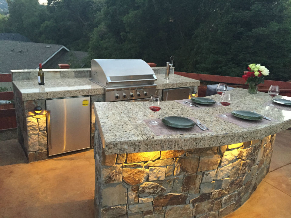 Outdoor Kitchen Kegerator
 Outdoor Kitchen with Kegerator Acid Stained Concrete