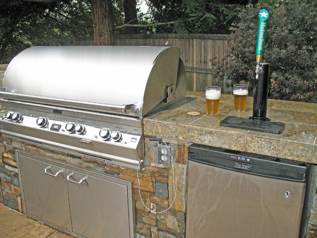 Outdoor Kitchen Kegerator
 Firemagic BBQ and Kegerator Rustic Patio San