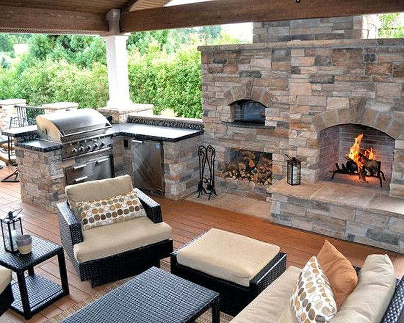 Outdoor Kitchen With Fireplace Designs
 27 Cozy Patio Designs with Fireplaces [Various Fireplace