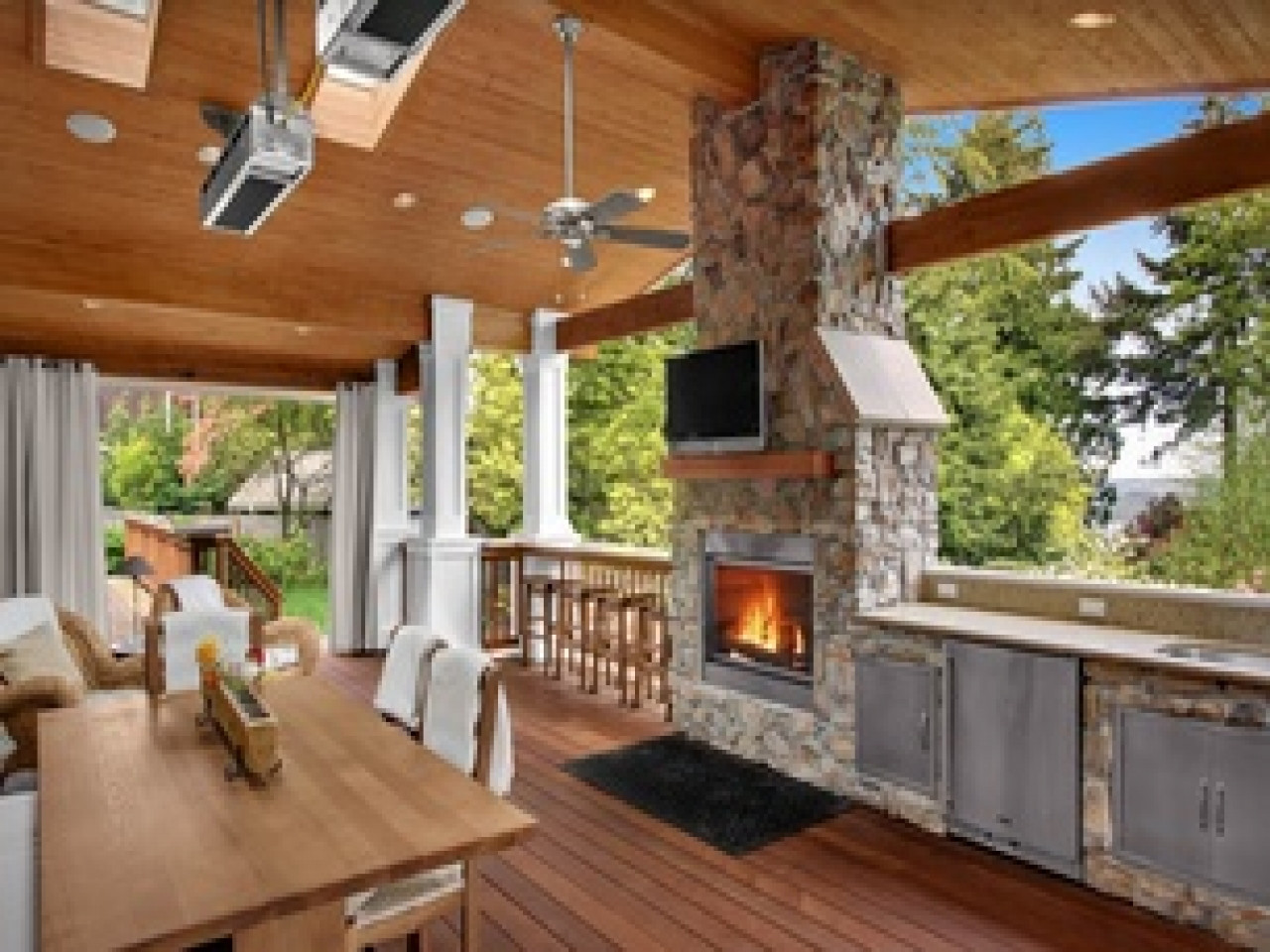 Outdoor Kitchen With Fireplace Designs
 Indoor porches outdoor kitchen designs with fireplace