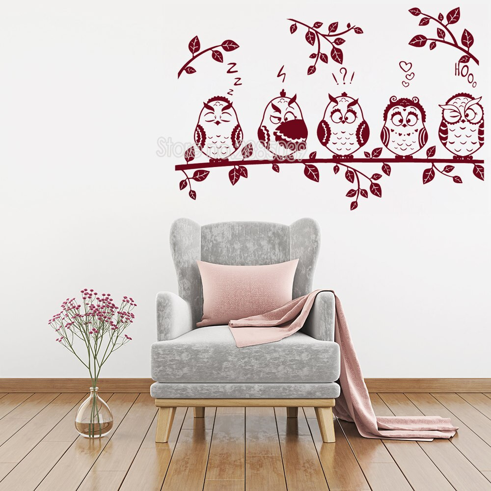Owl Living Room Decor
 Cute Owl Wall Sticker For Living Room Sofa Background