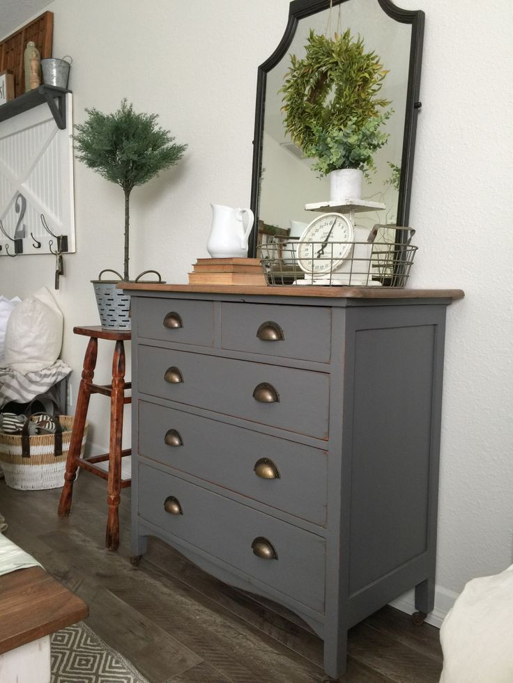 Painting Bedroom Furniture
 Charcoal Gray Dresser with a Sweet Little Note