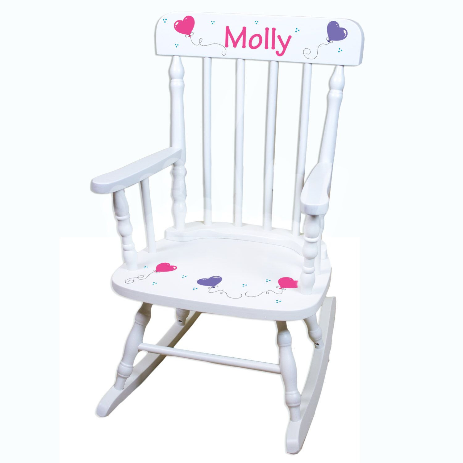 Personalized Kids Rocking Chair
 Hand Painted Personalized Childs White Spindle Rocking