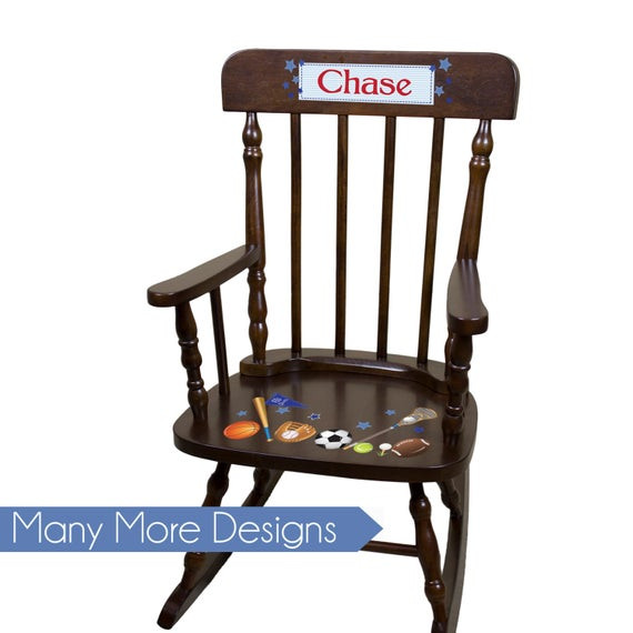 Personalized Kids Rocking Chair
 Personalized Rocking Chair Boy Espresso Kids Childs Custom