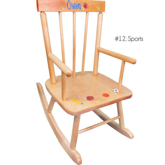 Personalized Kids Rocking Chair
 Childs Hand Painted Personalized Rocking Chair for Toddler