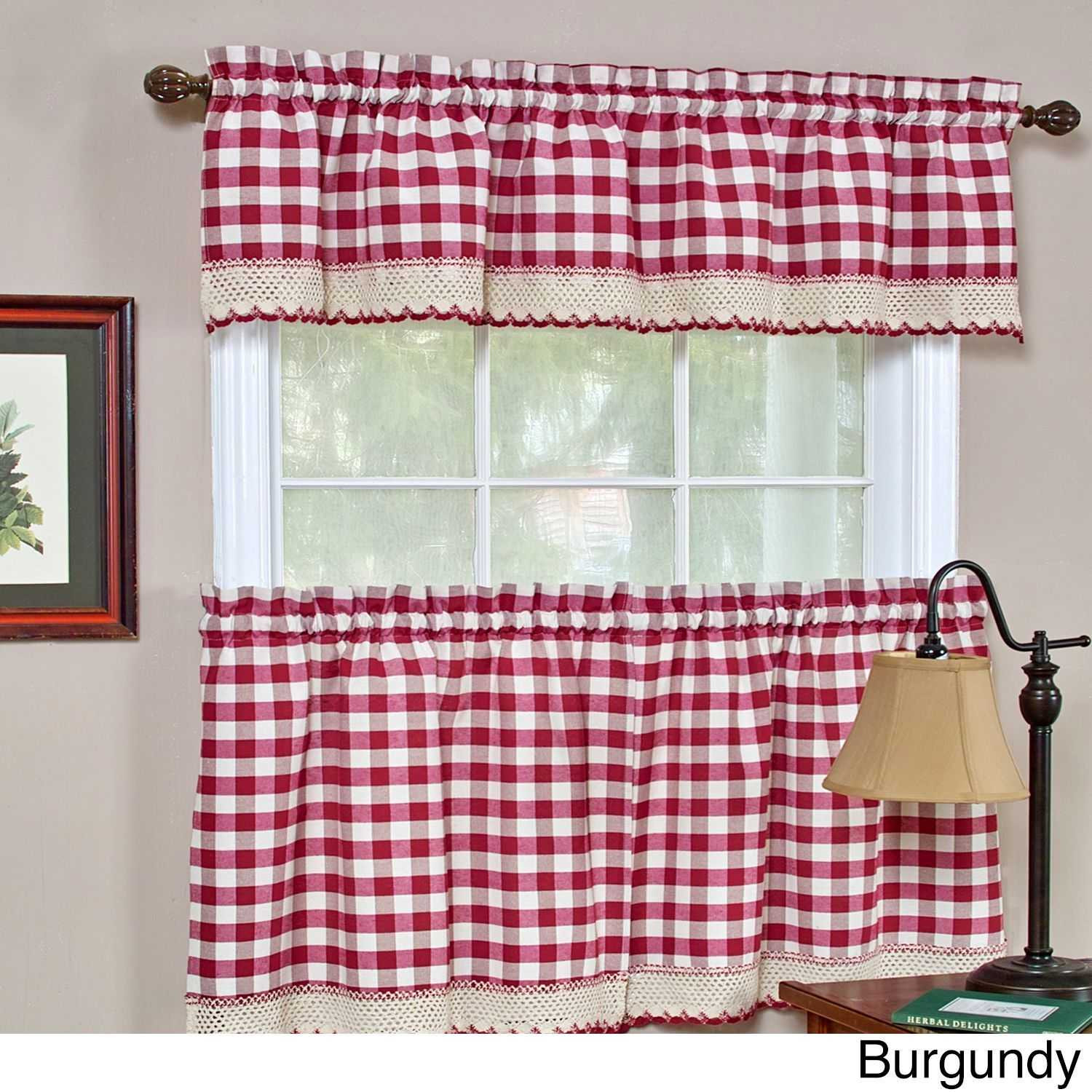 Red And White Kitchen Curtains
 Attractive Red Gingham Kitchen Curtains Ideas With Chair