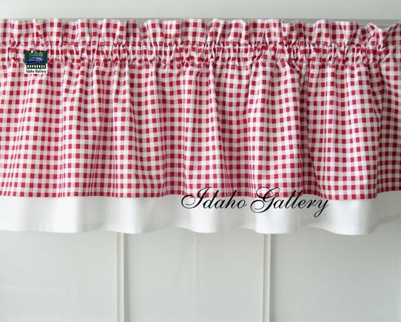 Red And White Kitchen Curtains
 Curtain Red White Check Gingham Double Layered by IdahoGallery